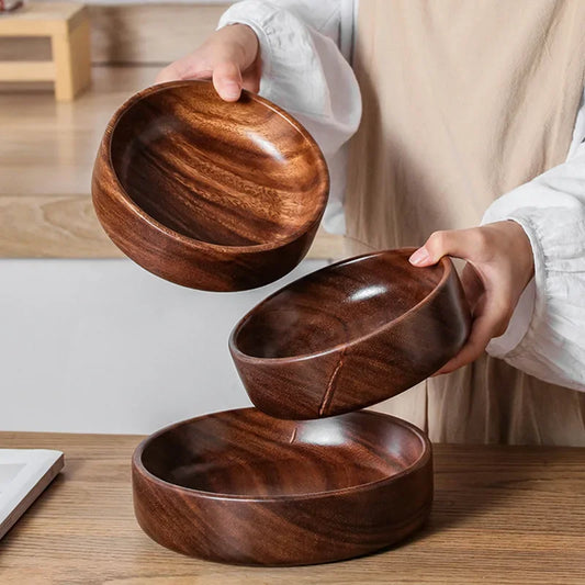 Solid wood bowl, Walnut, Vintage home kitchen utensil