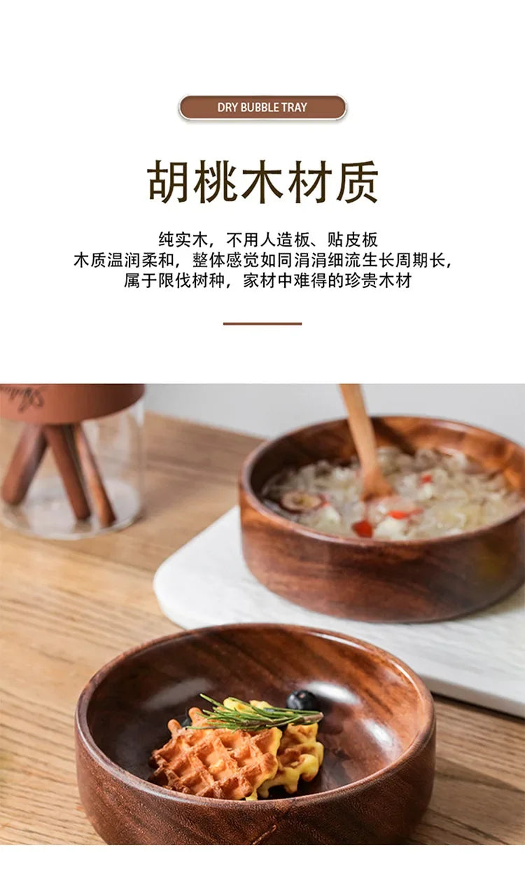 Solid wood bowl, Walnut, Vintage home kitchen utensil