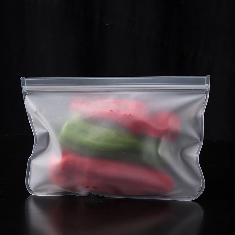 Silicone Food Storage Containers, Reusable Stand Up Zip Shut Bag