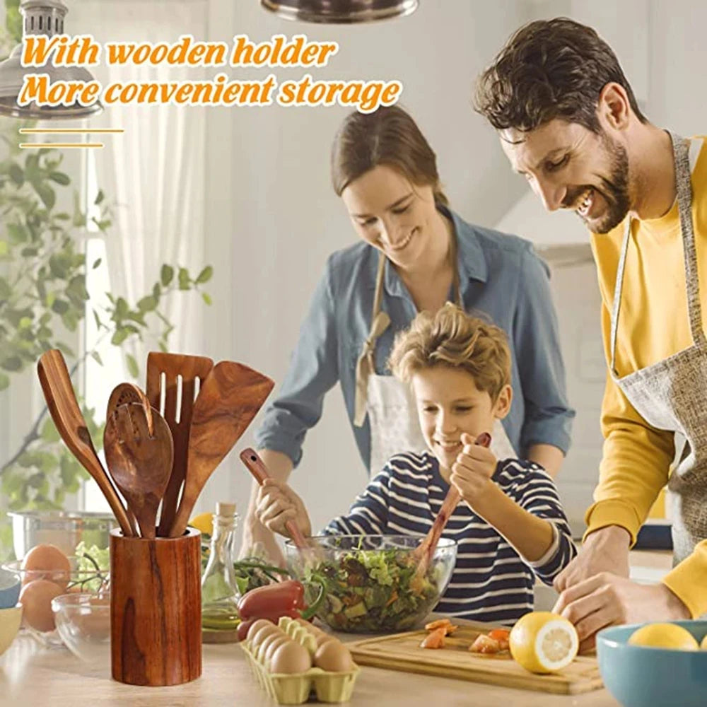 Wooden Cooking Spoons, Non-Stick Wooden Cooking Utensils