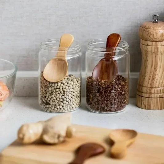 Small Natural Wooden Spoons, Short Handle, Honey, Coffee, Spice, Salt