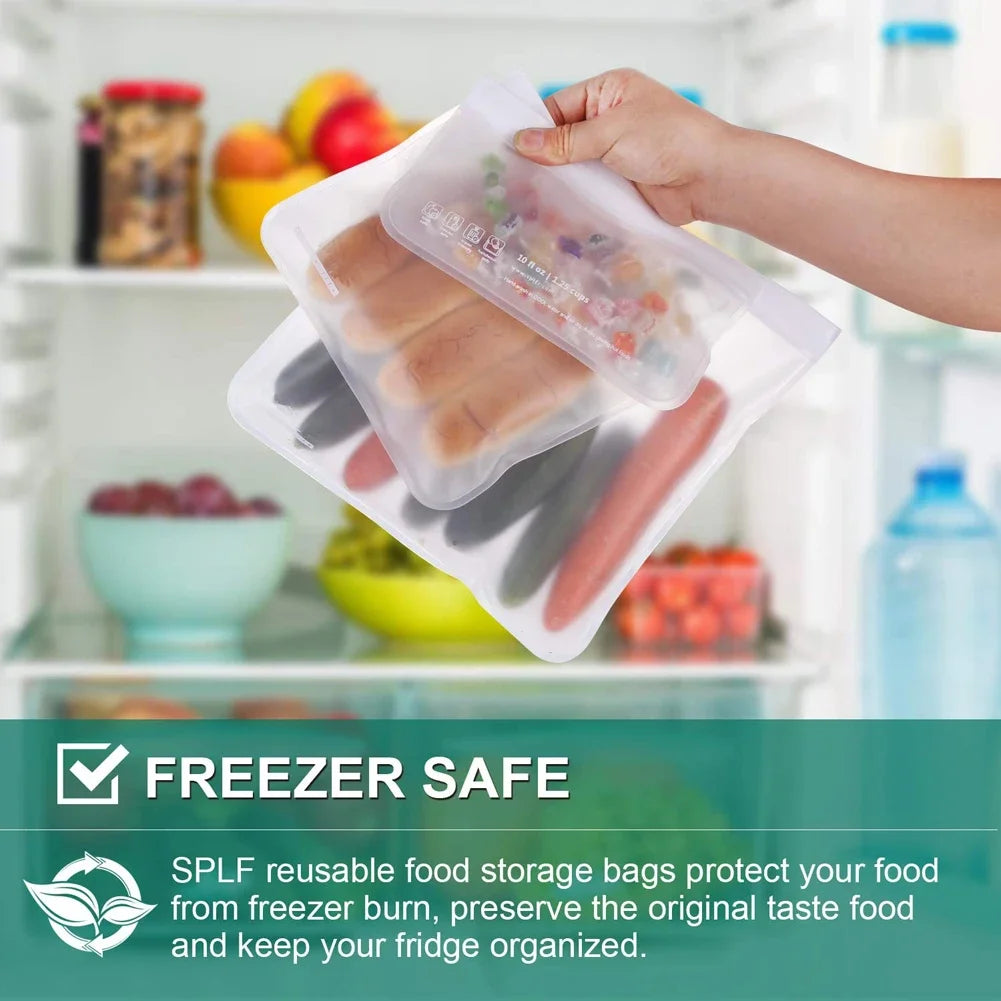 Silicone Food Storage Containers, Reusable Stand Up Zip Shut Bag