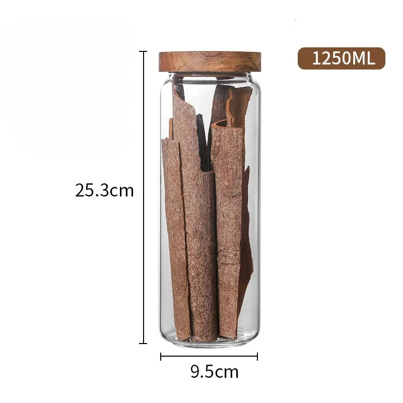 Wood Lid Orgnizer, Kitchen Storage Bottles, Sealed Food Container