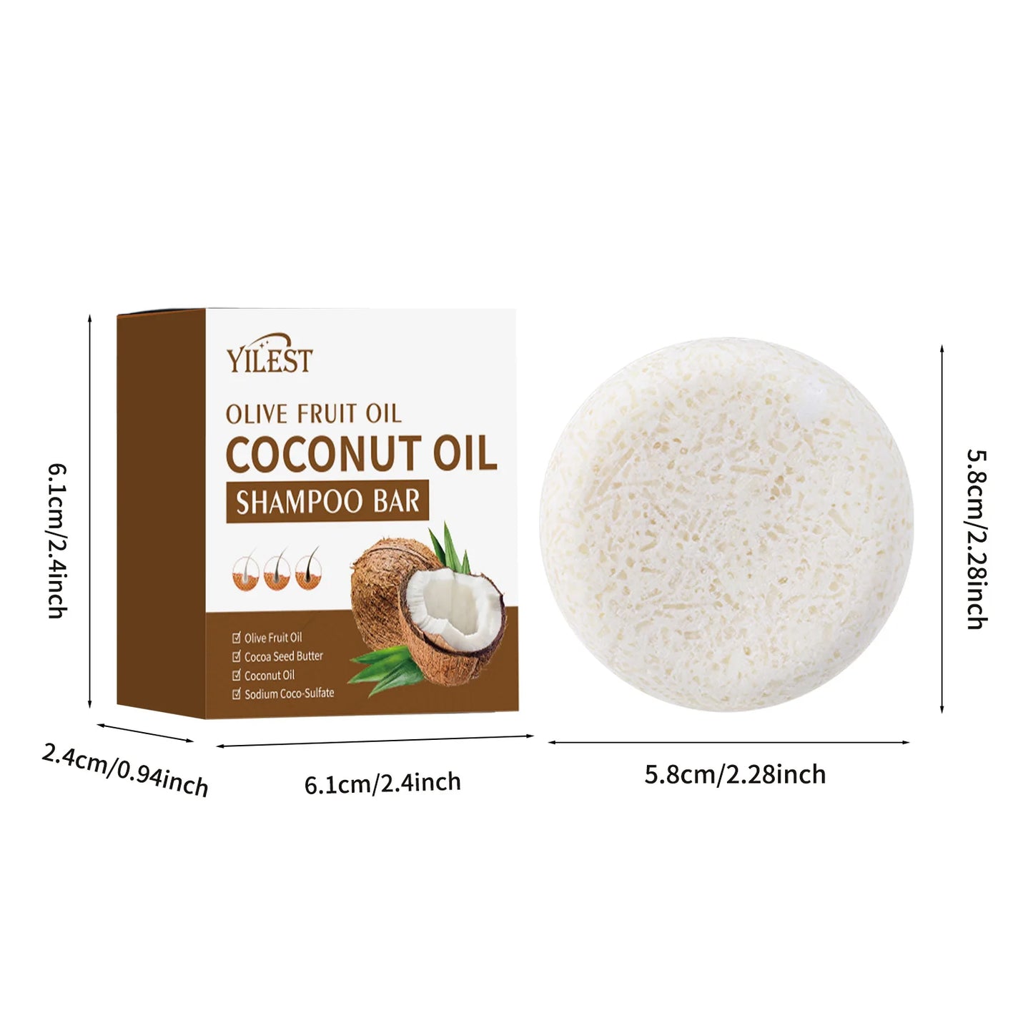 Coconut & Olive Shampoo Soap Bar for Silky Hair Deep Cleansing