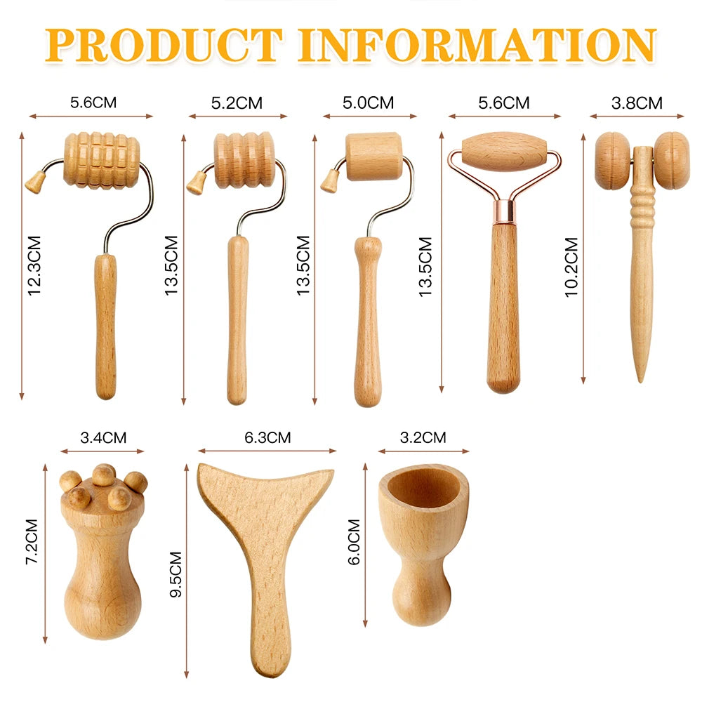 Wooden Massager for Face Wrinkle, Remover, Roller, Facial Skin Scraping