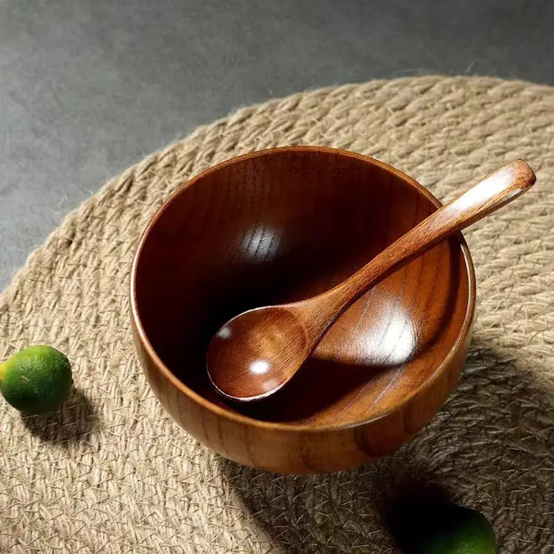 Wooden Bowls, Wood Salad Bowls Retro Household Tableware