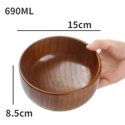 Wooden Bowls, Wood Salad Bowls Retro Household Tableware