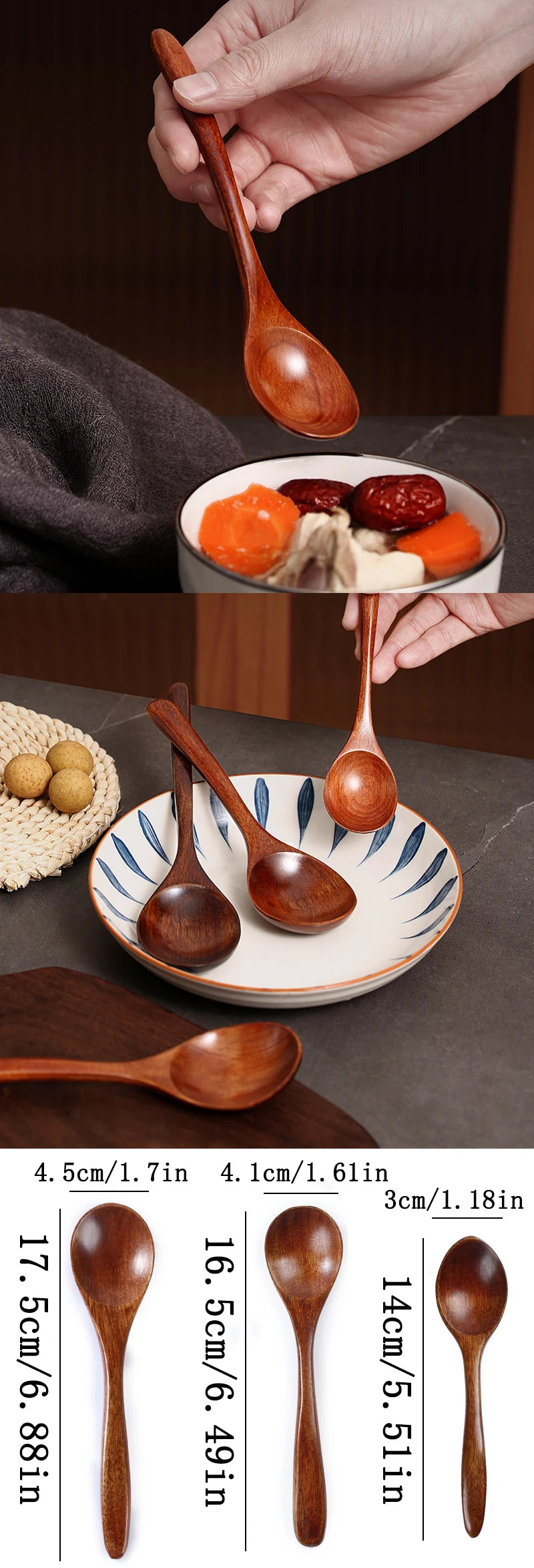 Natural Wooden Spoon, Household Tableware Accessories